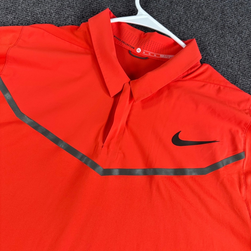 Nike Tiger Woods Collection Mens XL Red Dri-FIT 1/4 Zip Golf Polo Shirt Stripe